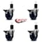 Service Caster 4'' Solid Poly Swivel 1-3/4'' Expanding Stem Caster Set with Brake, 4PK SCC-EX20S414-SPUS-PLB-134-4 - alternate 3